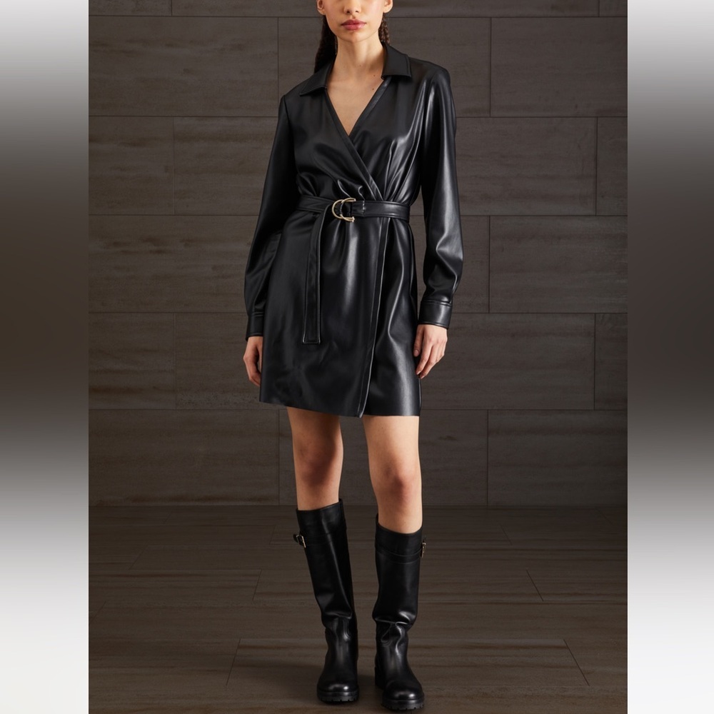 PennyBlack by Max Mara Label-cut ‘Riva’ Faux Leather Dress Size: small US4/6